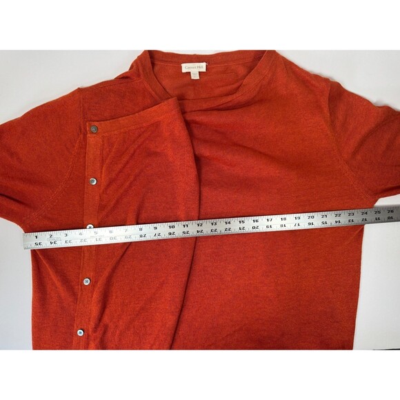 Garnet Hill Linen Cardigan Womens XL Burnt Orange Asymmetrical Hem Button Front - Picture 10 of 15